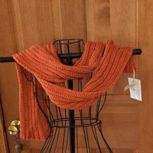 NEW! Handmade Knit Soft And Cozy Orange Spice Rib Knit Scarf
